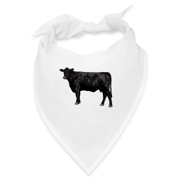Zeichnung eines Black Angus Rind - Bandana - Weiß - Vorne