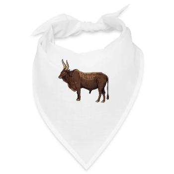Zeichnung eines Ankole Rind - Bandana - Weiß - Vorne