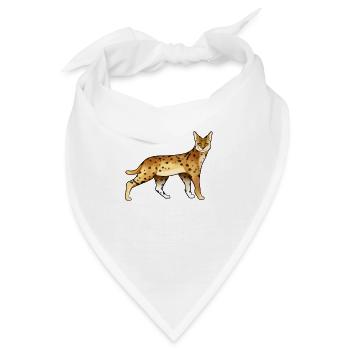 Zeichnung eines Serval - Bandana - Weiß - Vorne