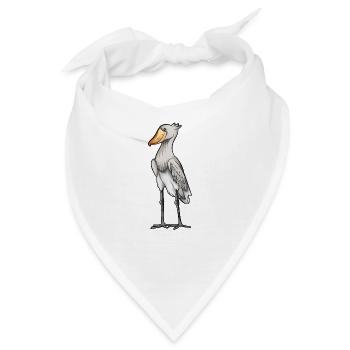 Zeichnung eines Schuhschnabel - Bandana - Weiß - Vorne