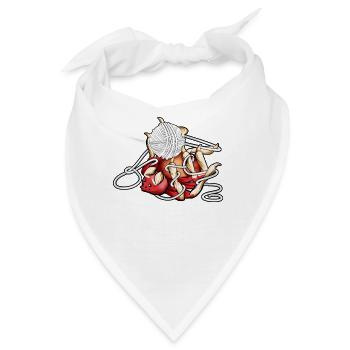 Spielt mit Wollknäuel - Kawaii Spinne - Bandana - Weiß - Vorne
