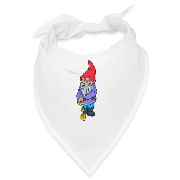 Gartenzwerg mit Schaufel - Bandana - Weiß - Vorne