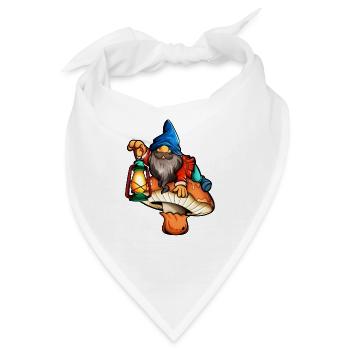 Gartenzwerg auf Pilz - Bandana - Weiß - Vorne