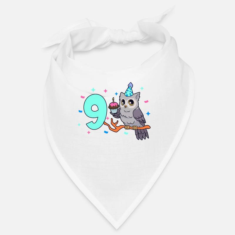 Mit Eule - Kinder Geburtstag 9 Jahre Bandana