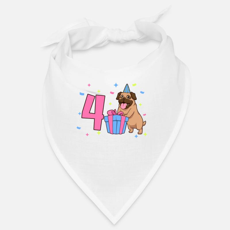 Mit Mops - Mädchen Geburtstag 4 Jahre Bandana