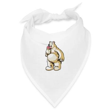 Comic Eisbär genießt Eistüte - Bandana - Weiß - Vorne