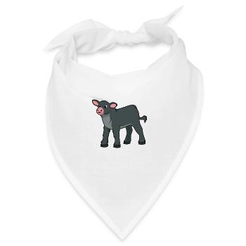 Kawaii Black Angus Rind - Bandana - Weiß - Vorne