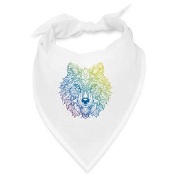 Wolf Mandala Boho - Bandana - Weiß - Vorne