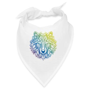 Wolf Mandala Boho - Bandana - Weiß - Vorne