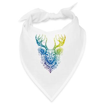 Hirsch Mandala Boho - Bandana - Weiß - Vorne