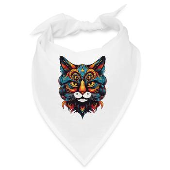 Katze Portrait - Bandana - Weiß - Vorne