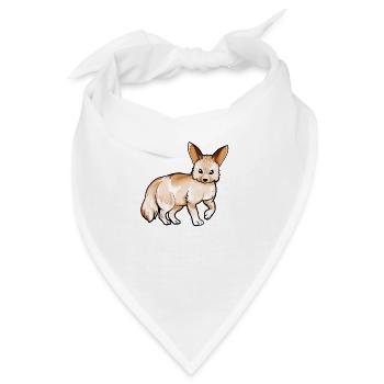 Zeichnung eines Fennek - Bandana - Weiß - Vorne