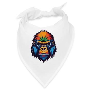 Gorilla Kopf - Bandana - Weiß - Vorne