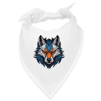 Wolf Kopf - Bandana - Weiß - Vorne