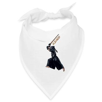 Kendo Kämpfer mit Shinai - Kendo - Bandana - Weiß - Vorne