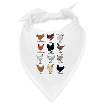 Verschiedene Hühner - Hühnerassen - Bandana - Weiß - Vorne