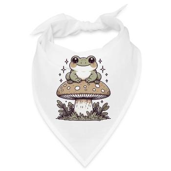 Cottagecore Ästhetischer Pilzfrosch - Bandana - Weiß - Vorne