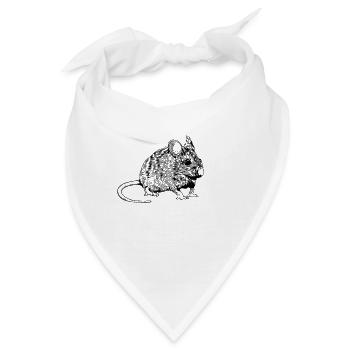 Strichzeichnung - Maus - Bandana - Weiß - Vorne
