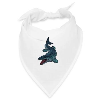 Zeichnung des Mosasaurus - Bandana - Weiß - Vorne