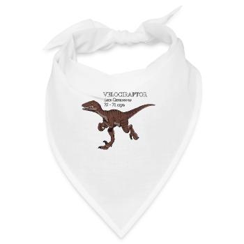 Realistische Zeichnung des Velociraptor - Bandana - Weiß - Vorne