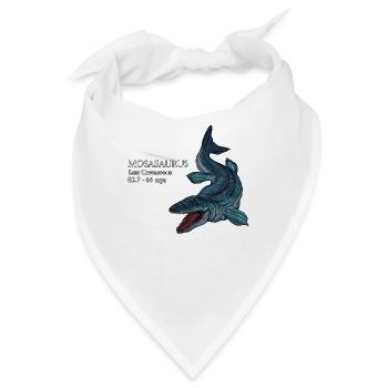 Realistische Zeichnung des Mosasaurus - Bandana - Weiß - Vorne