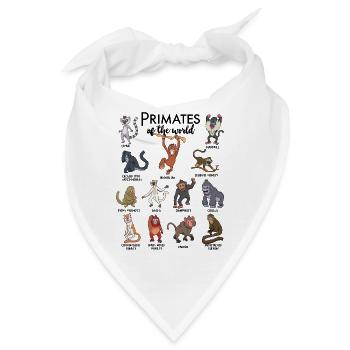 Verschiedene Affen - Arten von Primaten - Bandana - Weiß - Vorne
