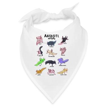 Verschiedene Kawaii Axolotl - Bandana - Weiß - Vorne