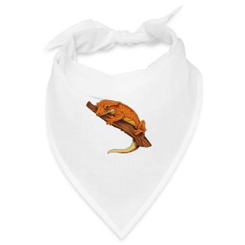 Zeichnung - Kronengecko - Bandana - Weiß - Vorne