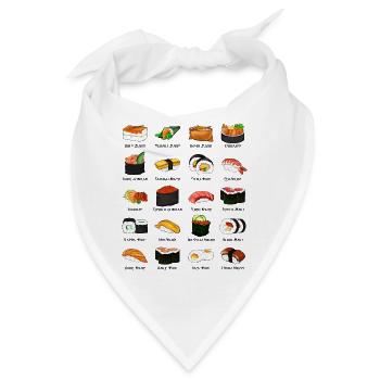 Diverse Sushi Zubereitungen - Sushi-Sorten - Bandana - Weiß - Vorne