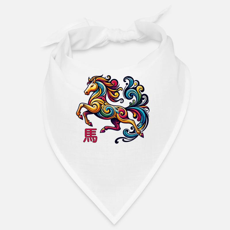Élégant cheval du zodiaque chinois inspiré graphique Bandana
