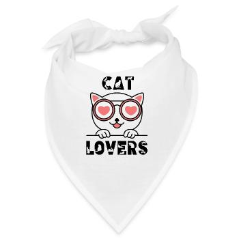 Cat lovers funny Cat in love Sunglasses Cats Katze - Bandana - Weiß - Vorne