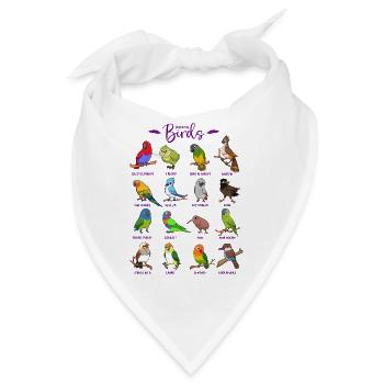 Verschiedene Cartoon Vögel - Bandana - Weiß - Vorne