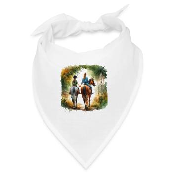 Mutter und Tochter - Watercolor Ausritt - Bandana - Weiß - Vorne