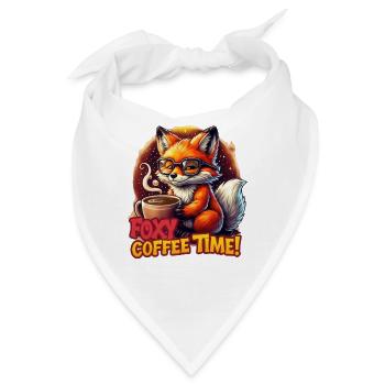 Funny Fox Animal Foxy Coffee time Fuchs mit Kaffee - Bandana - Weiß - Vorne