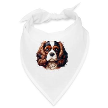 Hundegesicht - Cavalier King Charles Spaniel - Bandana - Weiß - Vorne