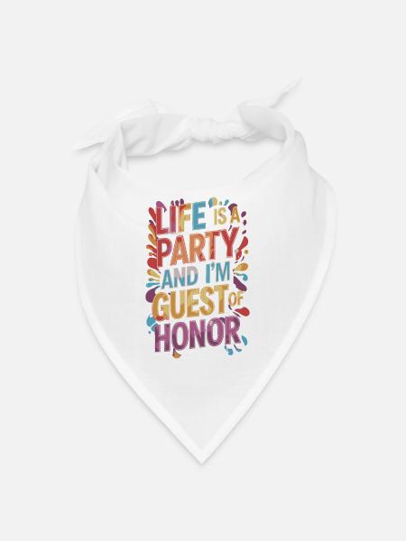 Life is a party – guest of the evening - Bandana - white - Front