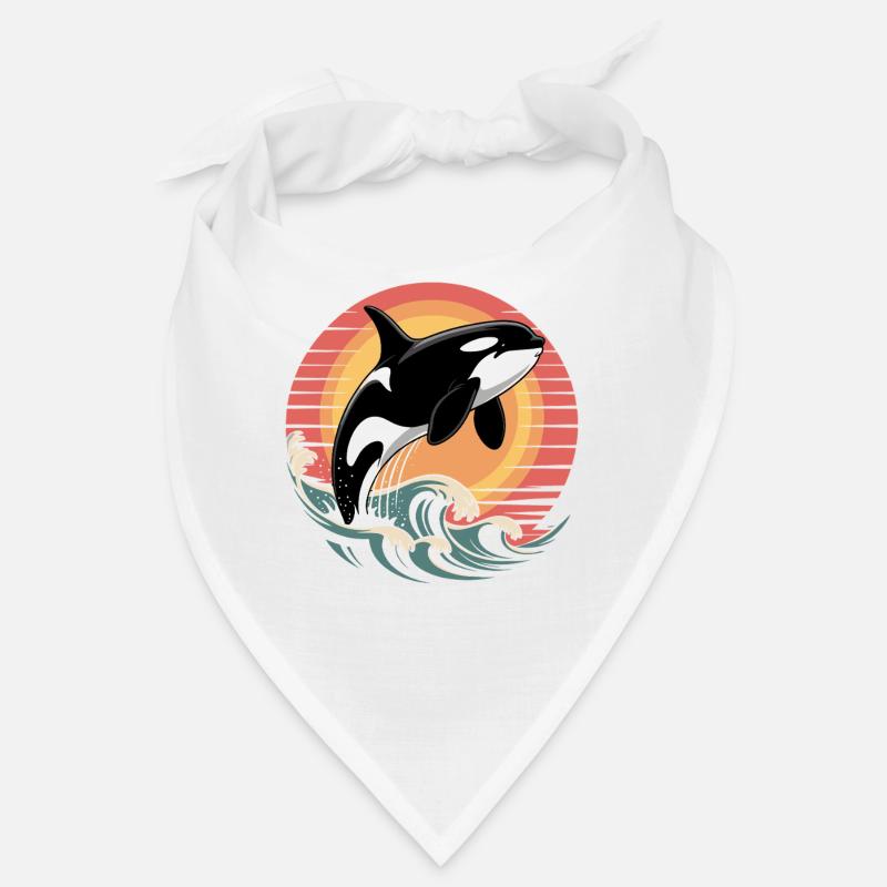 Retro Orca Wal Schwertwal Killerwal Orka - Bandana - Weiß