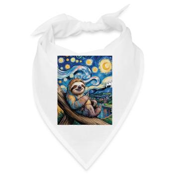 Faultier im Van Gogh Stil – Kunst trifft Chill - Bandana - Weiß - Vorne