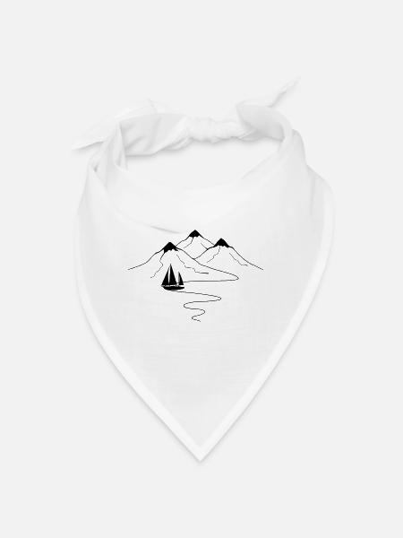Bergwegkurven und Segelboot - - Bandana - Weiß - Vorne