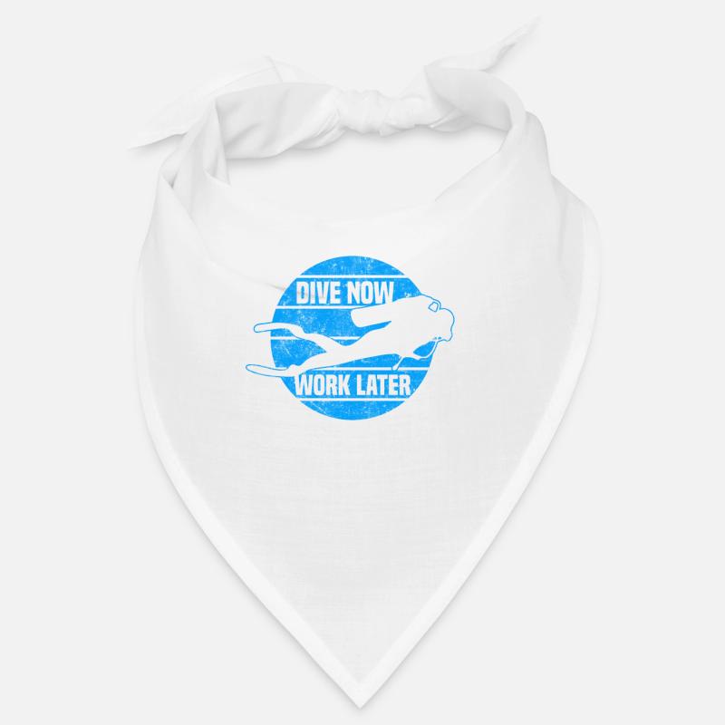 Dive now, Work later - Tauchen - Bandana - Weiß