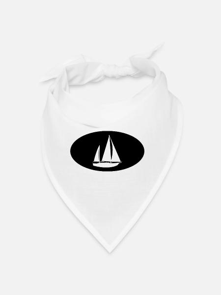 Halbkreis und Segelboot - - Bandana - Weiß - Vorne
