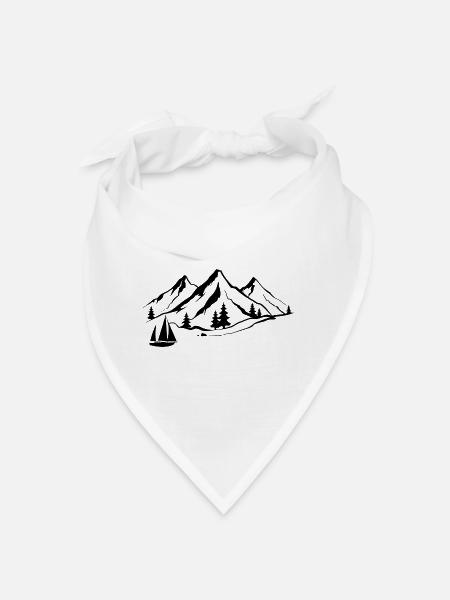 Berg 1 und Segelboot - - Bandana - Weiß - Vorne