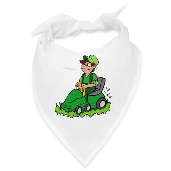 Gärtner mit Rasenmäher - Bandana - Weiß - Vorne