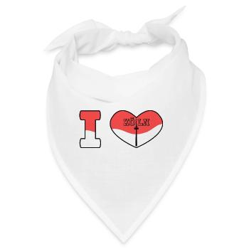 Ich liebe Köln mit dem Herz und Fernsehturm - Bandana - Weiß - Vorne