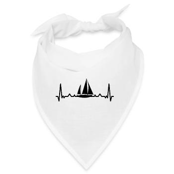 Herzschlag und Segelboot - - Bandana - Weiß - Vorne
