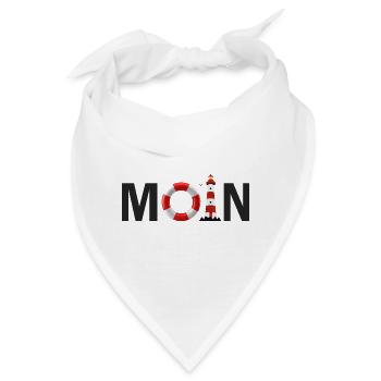 Moin mit dem Rettungsring und dem Leuchtturm Moin - Bandana - Weiß - Vorne