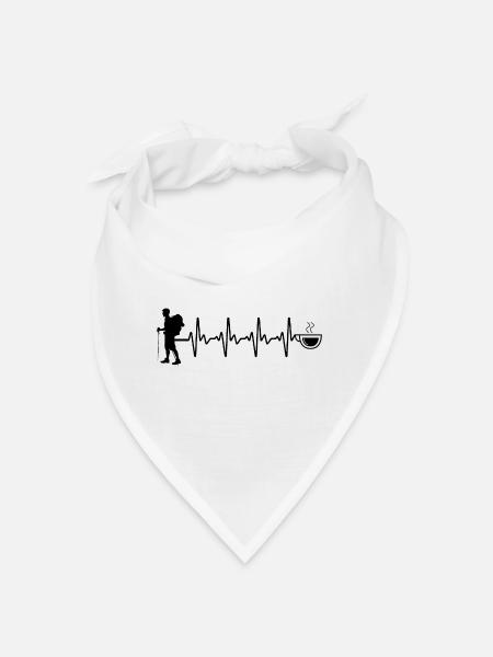Heartbeat coffee and hiking - - Bandana - white - Front