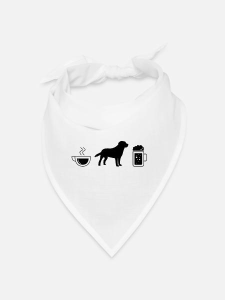 Kaffeebier und Hund - (5) - Bandana - Weiß - Vorne