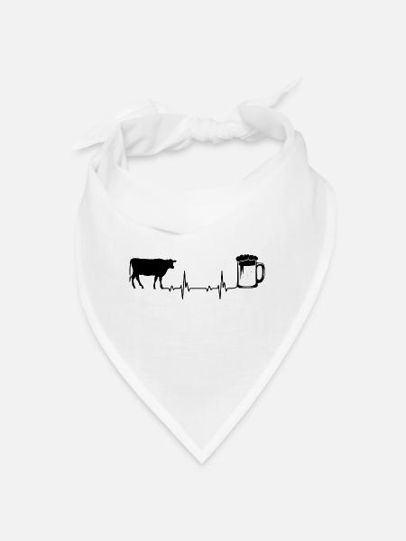 Heartbeat Bier und Kuh - - Bandana - Weiß - Vorne