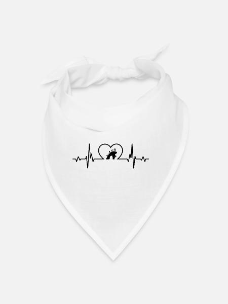 Heartbeat heart and climbing - (3) - Bandana - white - Front